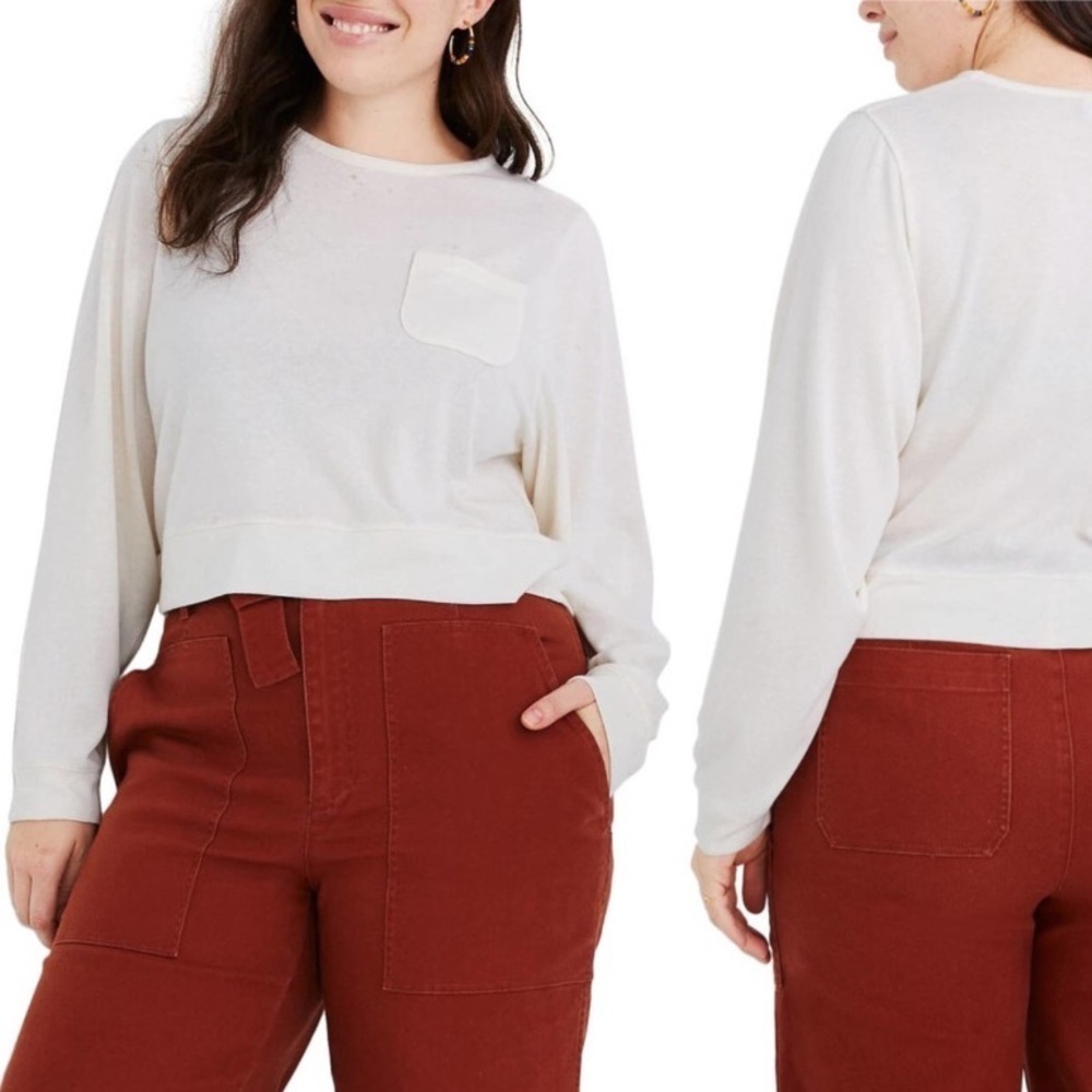 Madewell Dolman Sleeve Pocket Tee In Bright Ivory size XL